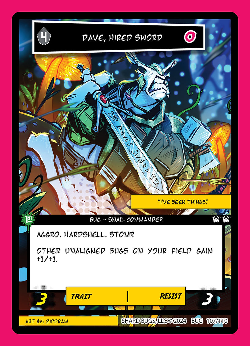 Dave, Hired Sword 107/110 - Cosmic Rare Foil - Shard Bugs 1st Edition