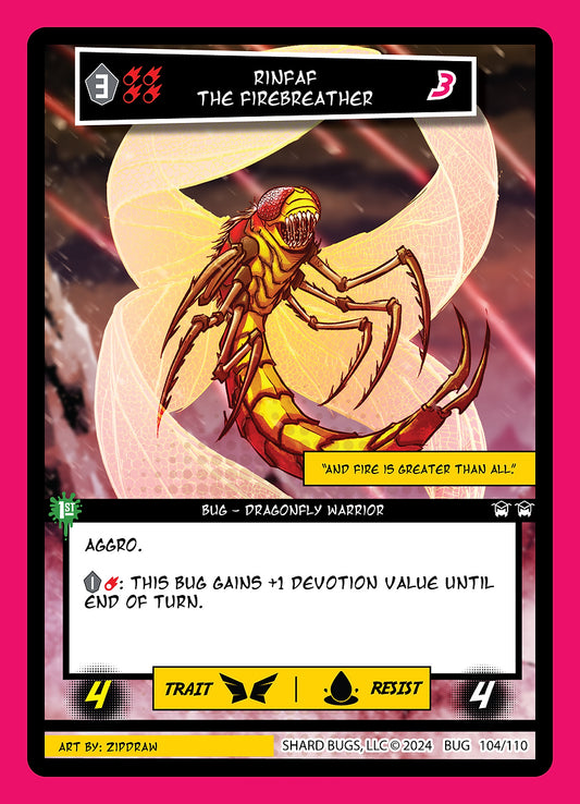 Rinfaf The Firebreather 104/110 Cosmic Rare Foil - Shard Bugs 1st Edition